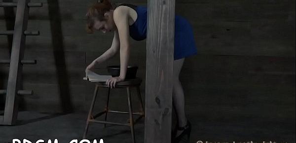  Clamped up cutie gets her fuck holes tortured